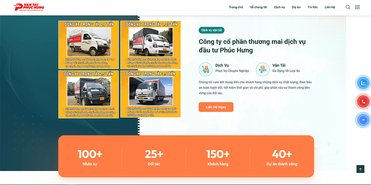 Mẫu thiết kế website vận tải