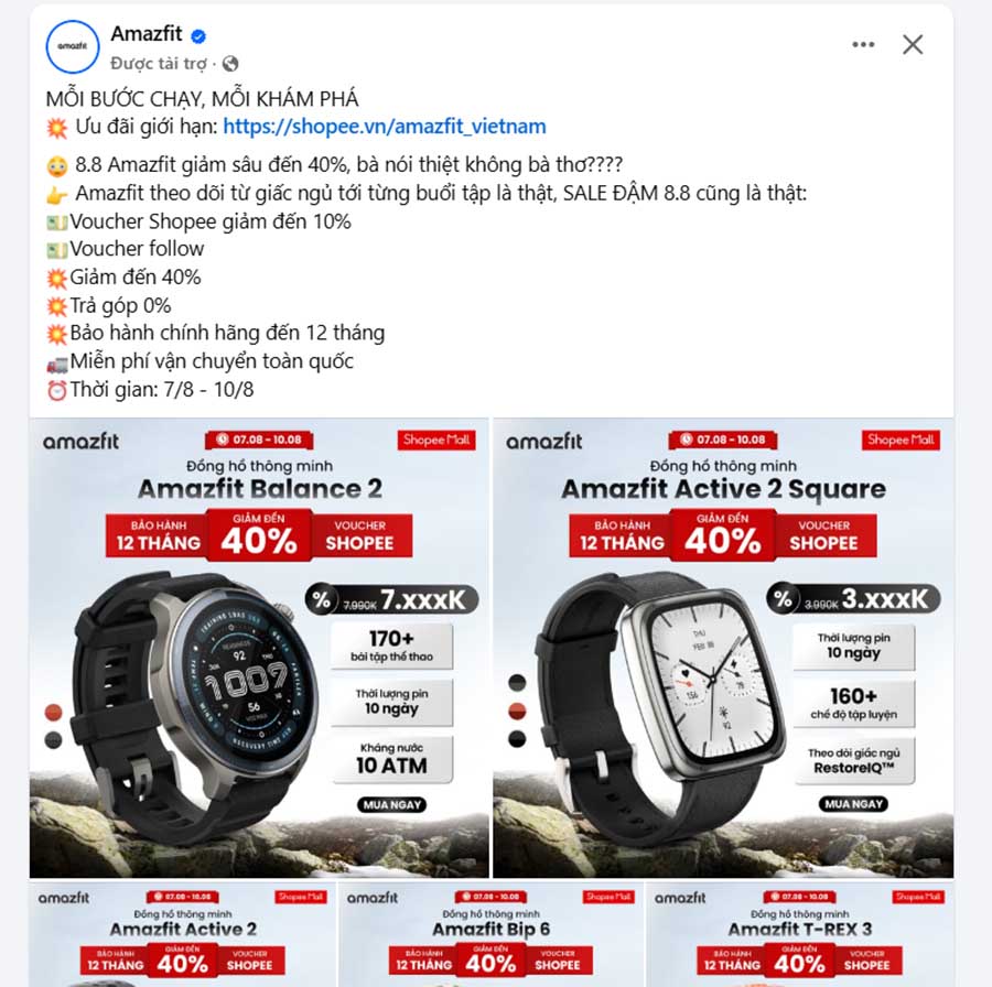 Giao diện quảng cáo facebook